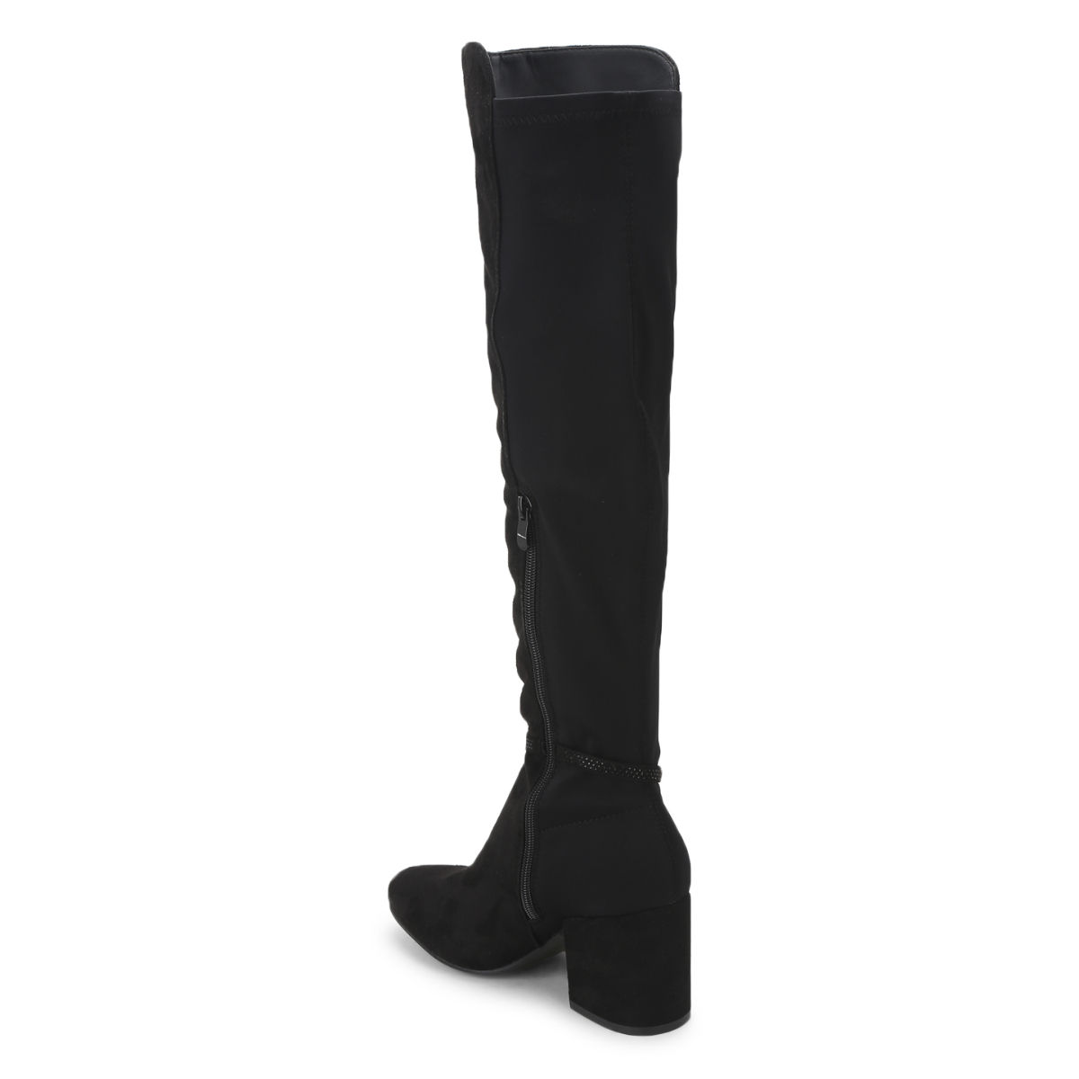 Cross strap block best sale heel knee high boots
