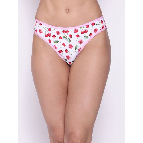 Buy Clovia Low Waist Cherry Print Bikini Panty In White online