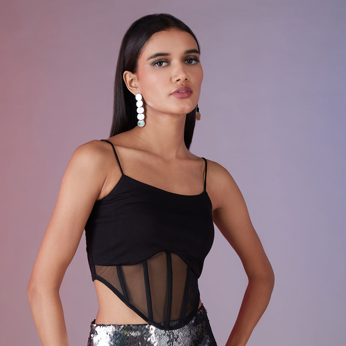 Buy RSVP by Nykaa Fashion Black Textured Cut Out Bralette Top online