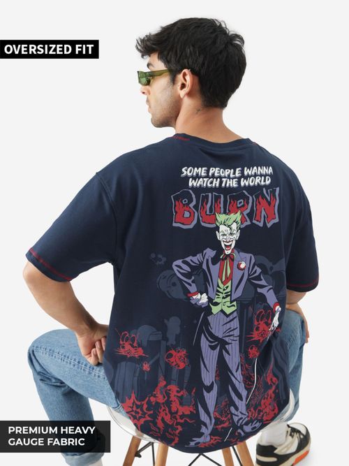 Buy The Souled Store Official Joker World Burns Oversized T-Shirt