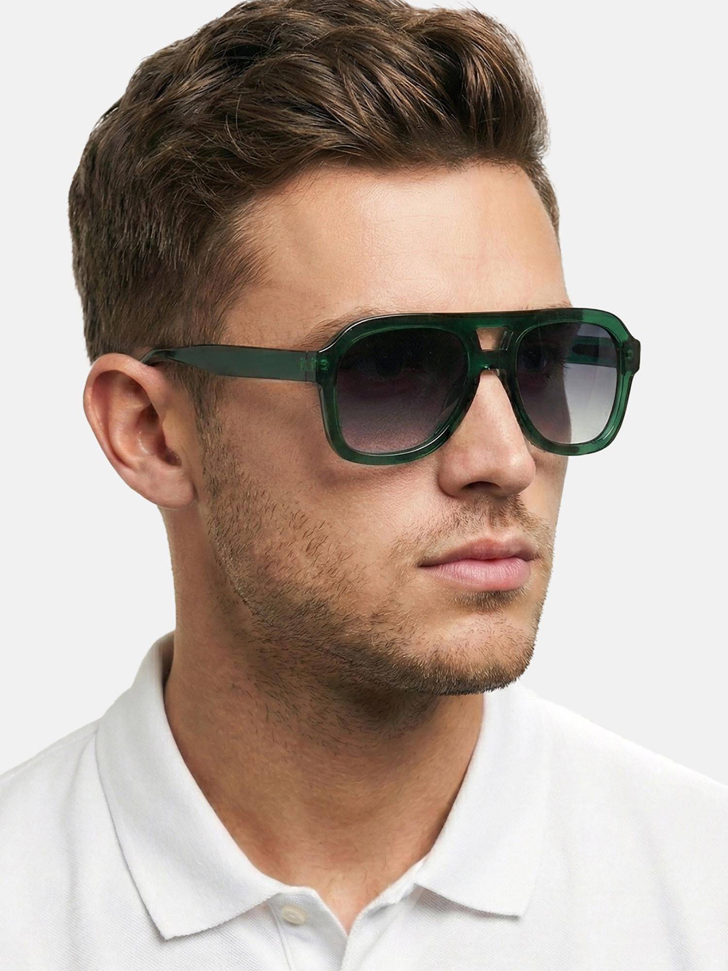 Carlton London Men Green Toned Grey UV Protected Lens Rectangle Sunglasses
