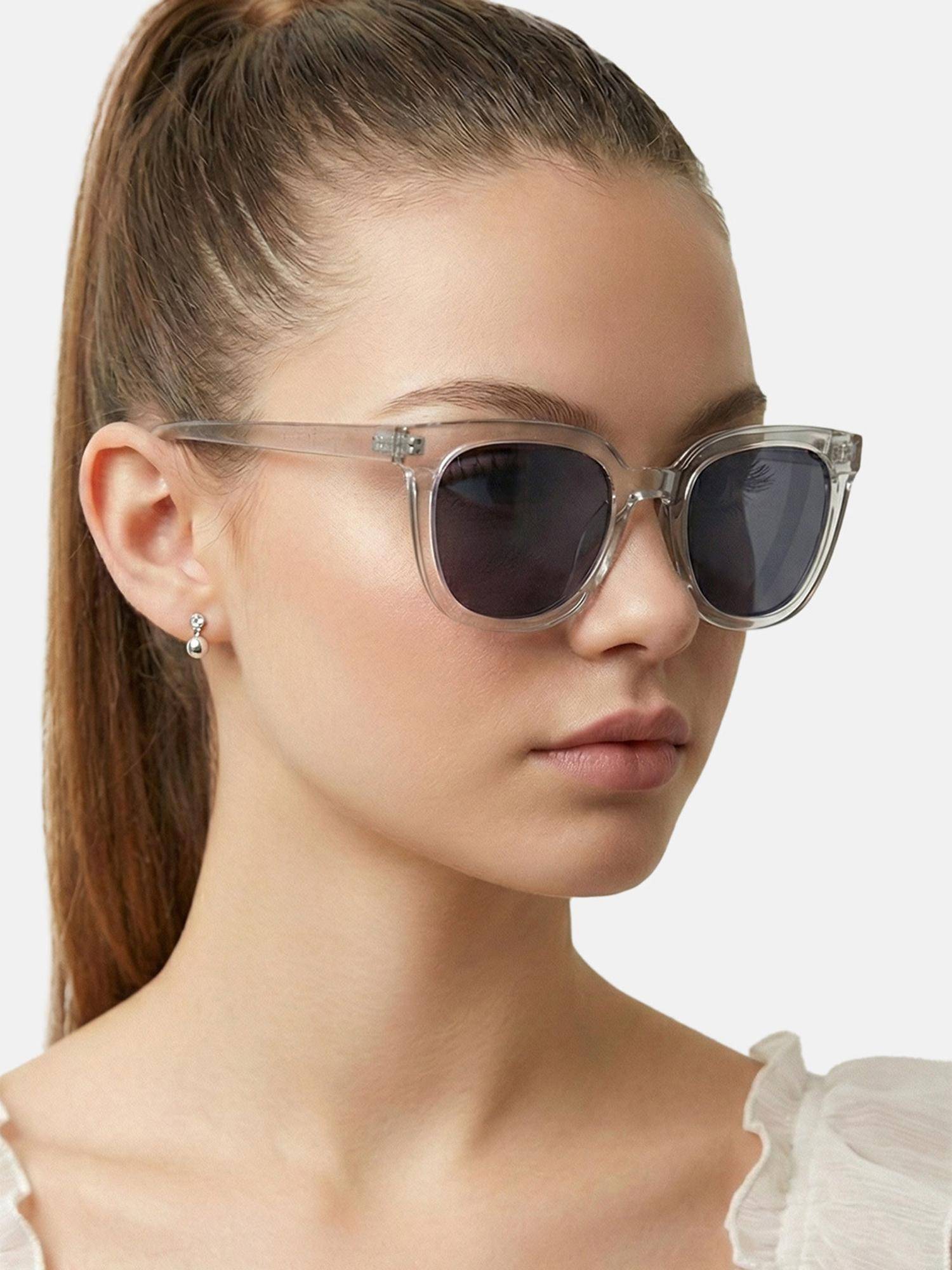 Carlton London Women Green Toned Grey Uv Protected Lens Cat Eye Sunglasses