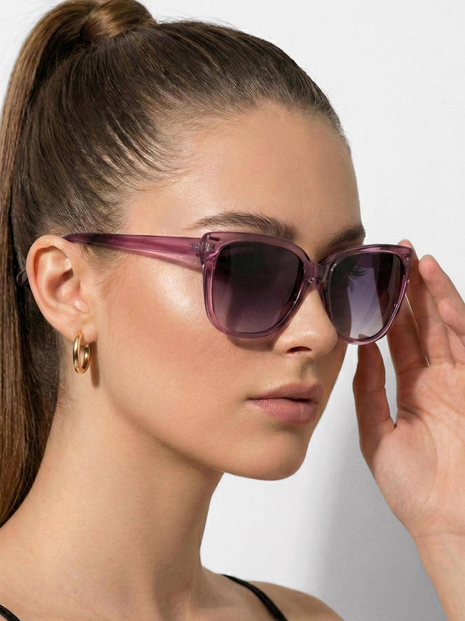 Carlton London Women Purple Toned Blue Uv Protected Lens Rectangle Sunglasses