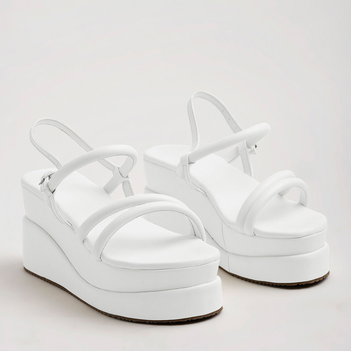 Shoetopia Stylish Backstrap White Wedges EURO 36