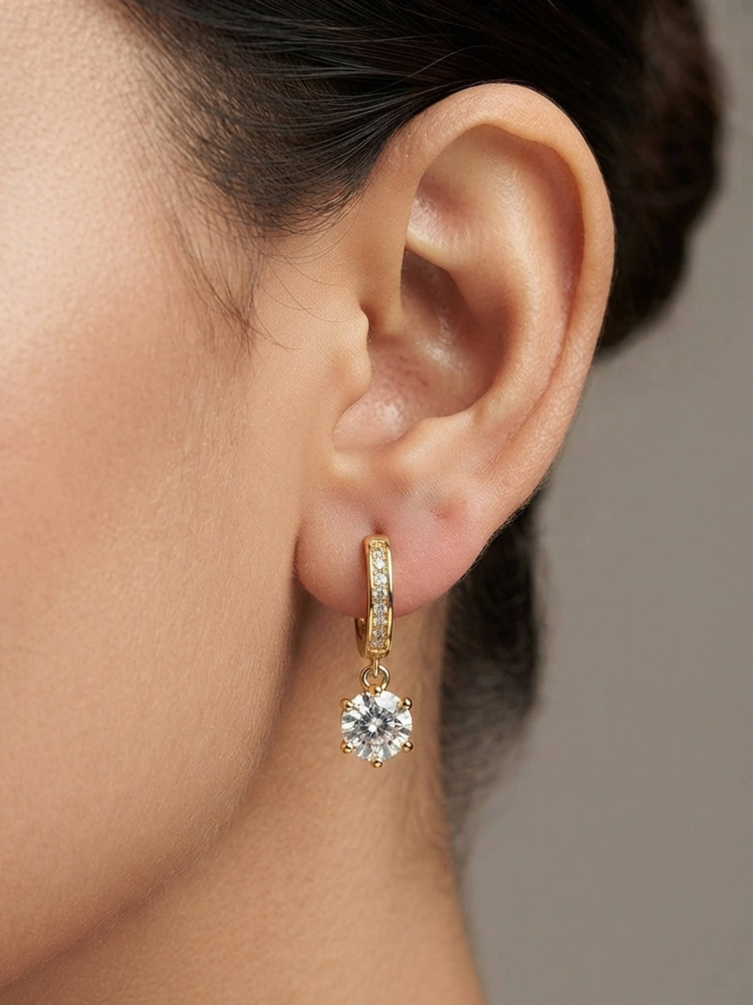 RACHIVA Women White Stones Stainless Steel Pair Of Earrings