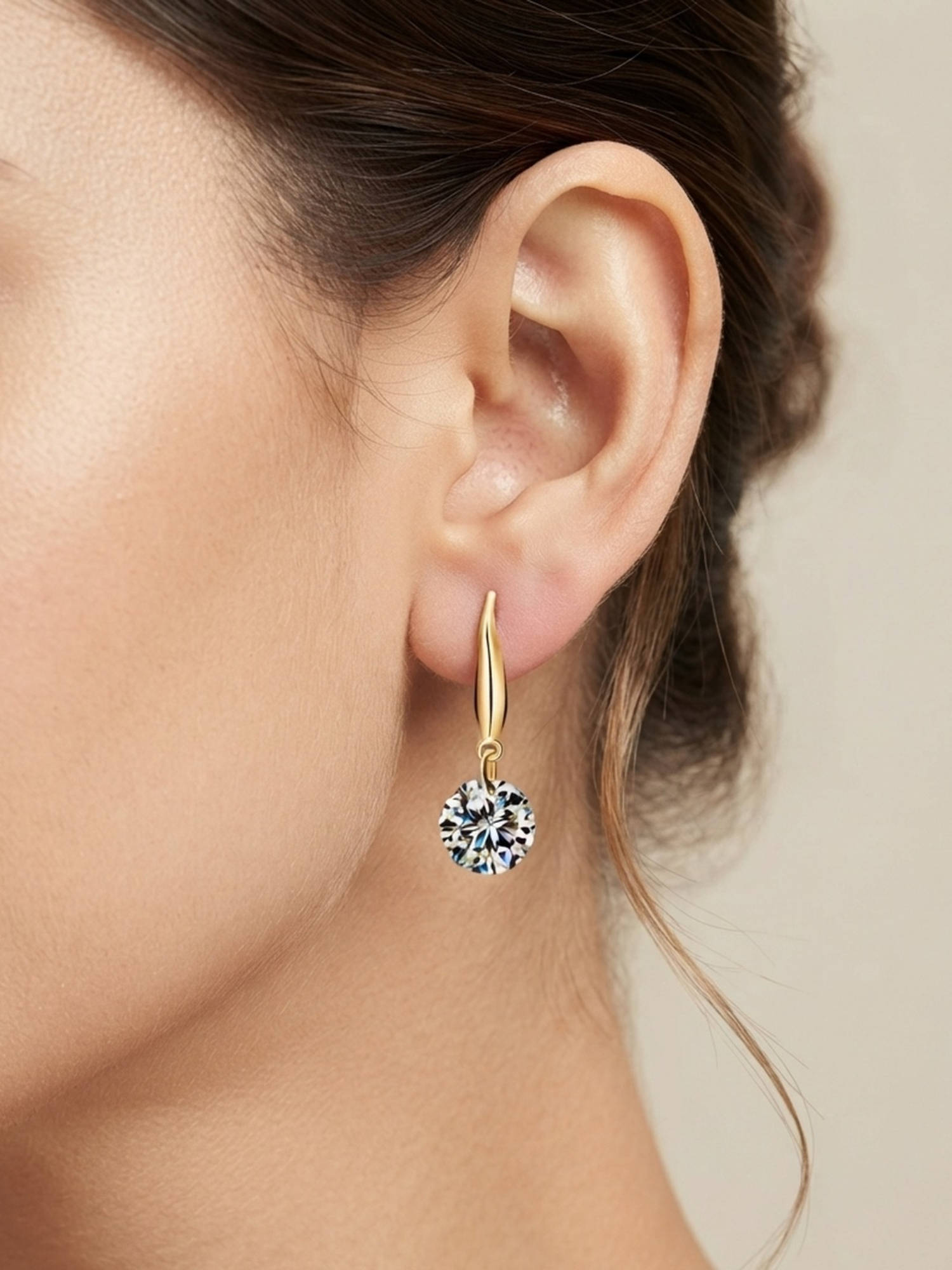 RACHIVA Women White Stones Stainless Steel Pair Of Earrings