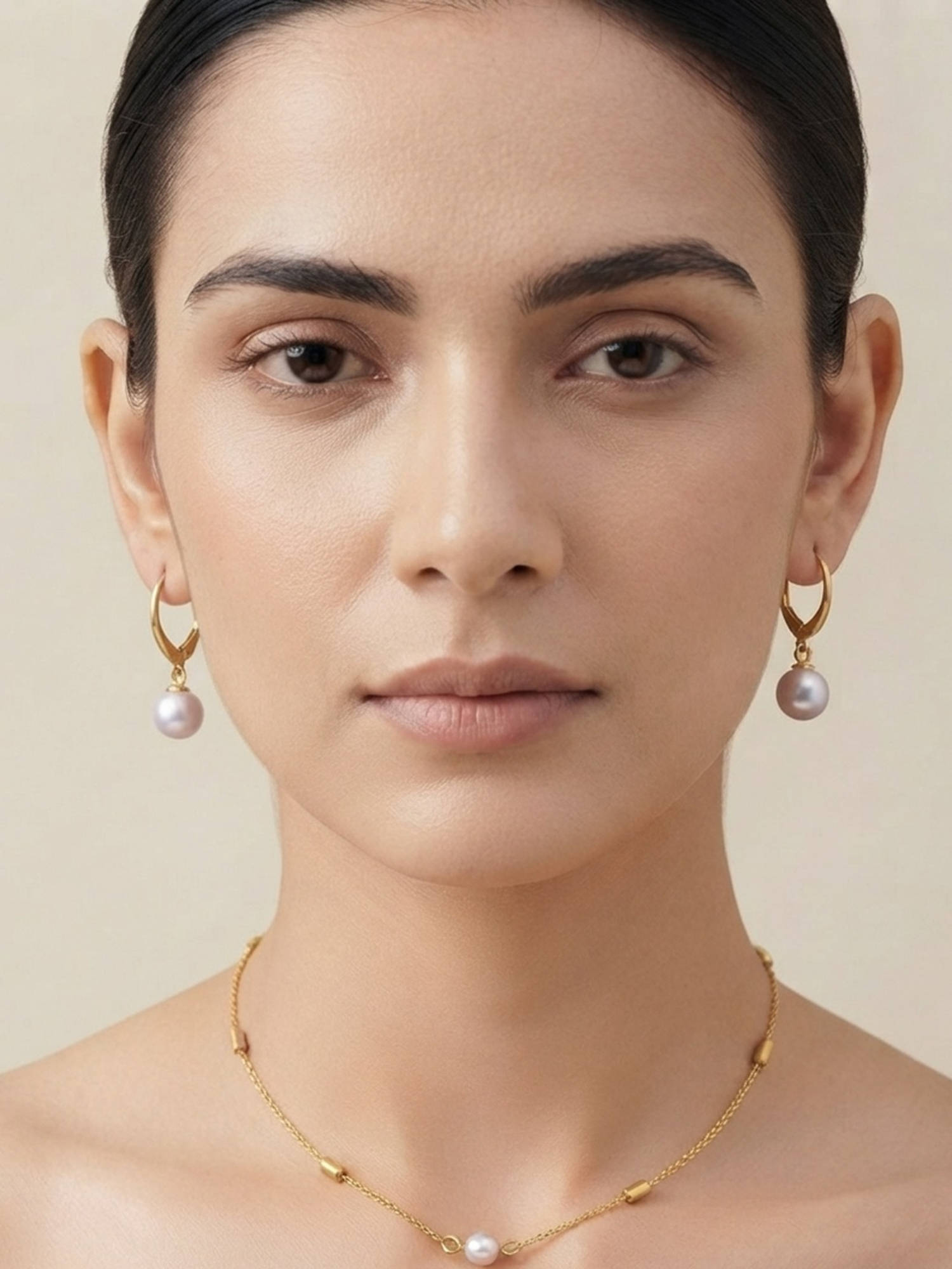 RACHIVA Women White Pearl Stainless Steel Necklace with Pair Of Earring