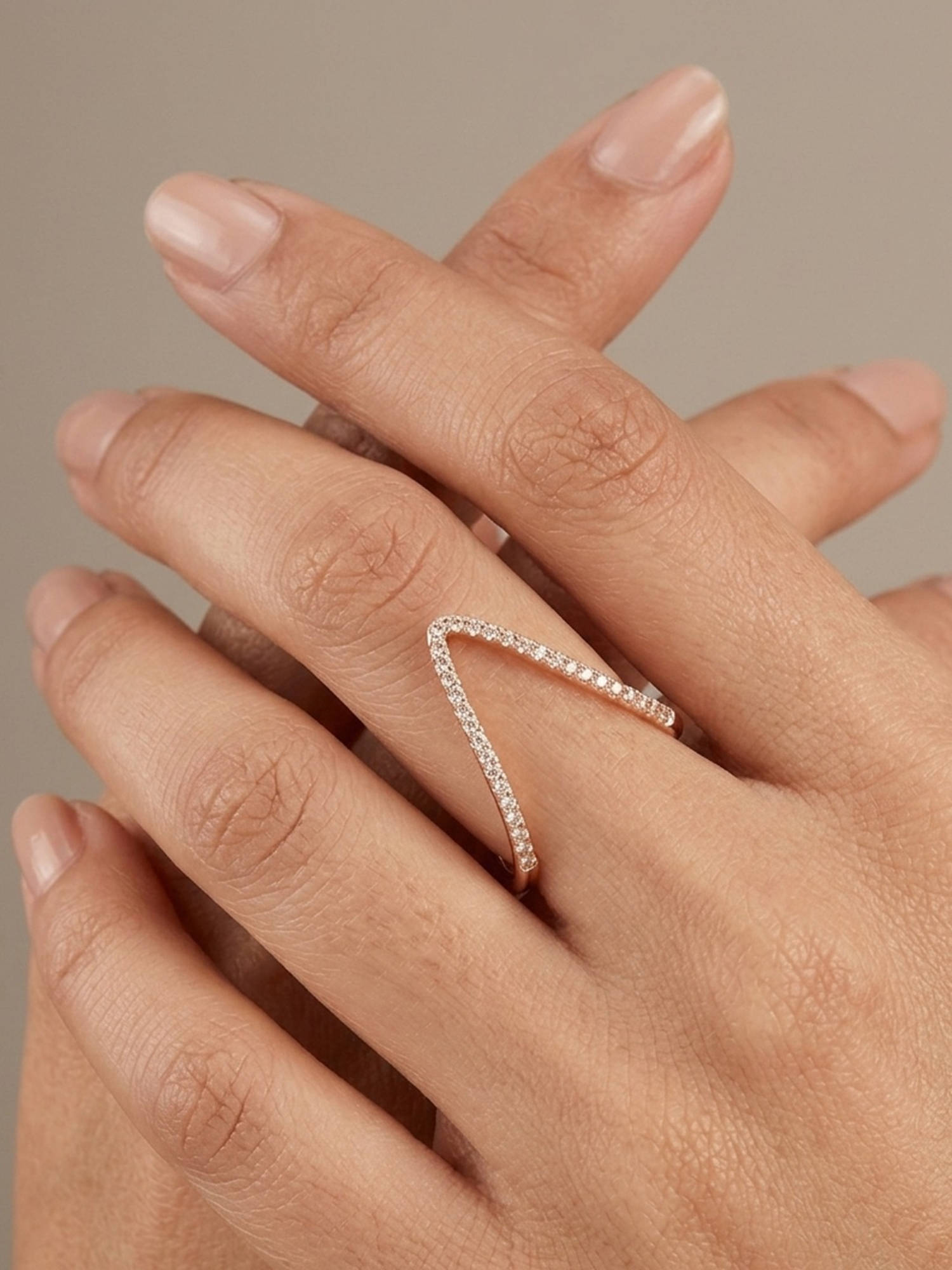RACHIVA Women White Stones Stainless Steel Ring