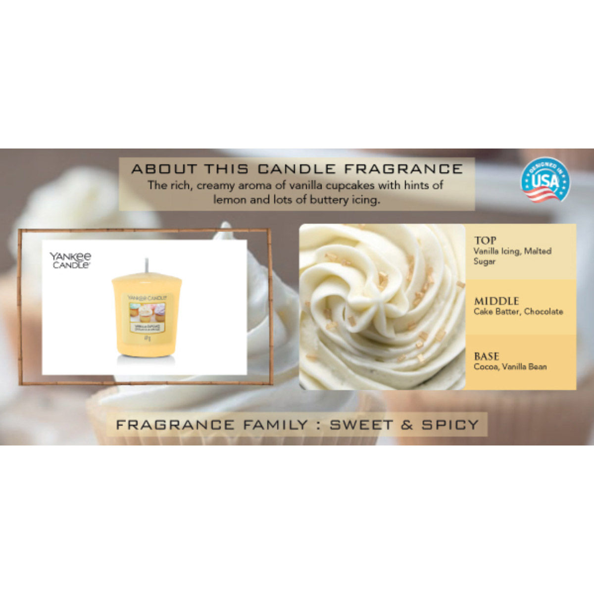 Yankee Candle Classic Votive Vanilla Cupcake Scented Candles Pack of