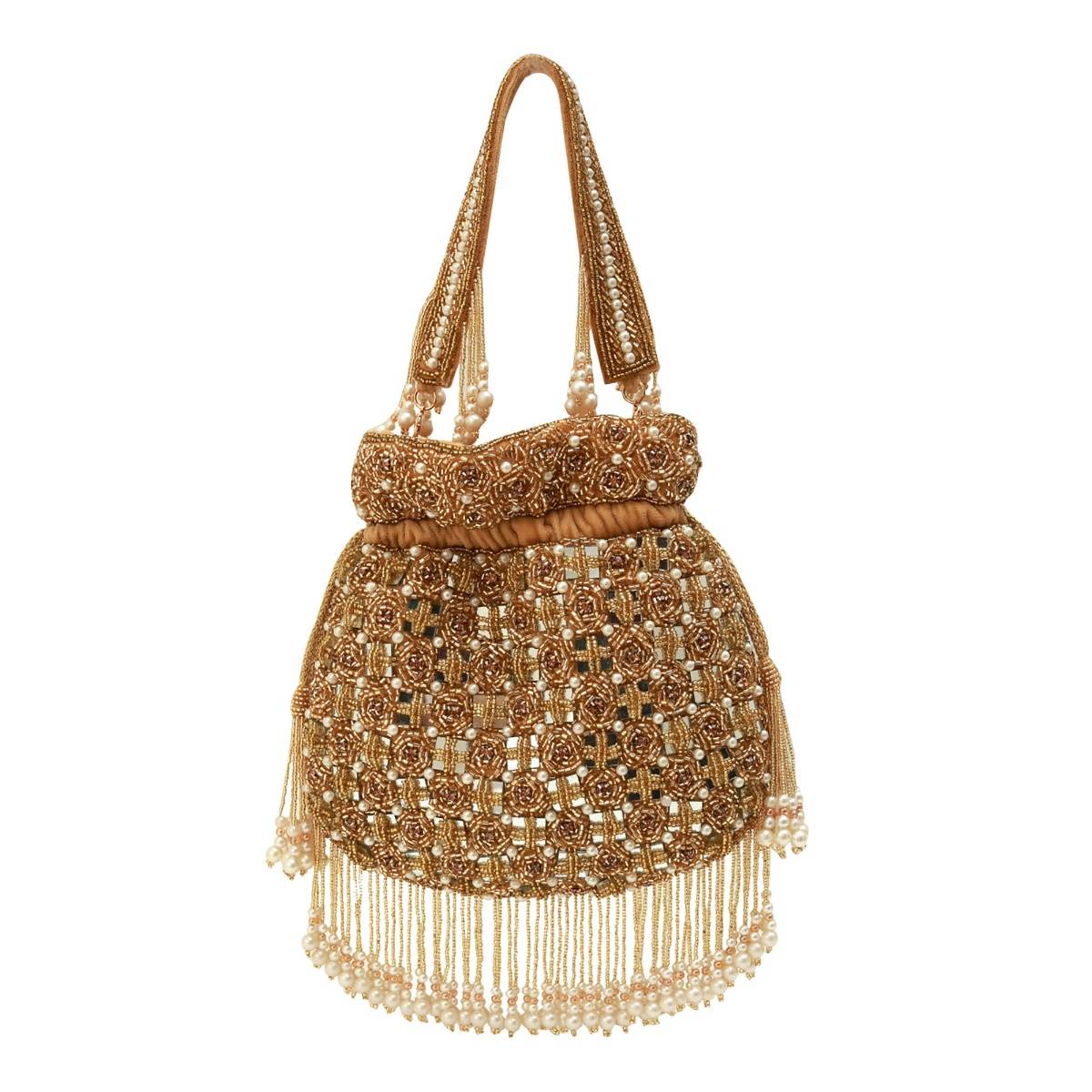 THE TAN CLAN Gold Sehaj Tasselled Potli Bag