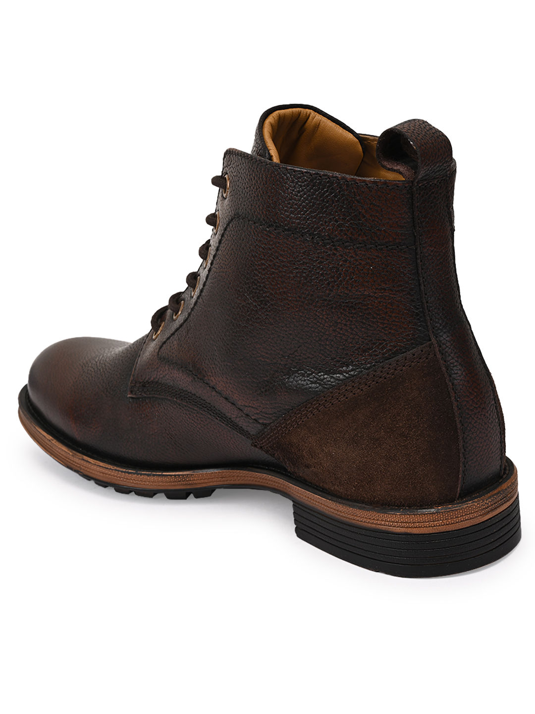 Buy Teakwood Men Brown Solid Genuine Leather Mid Top Boots Online