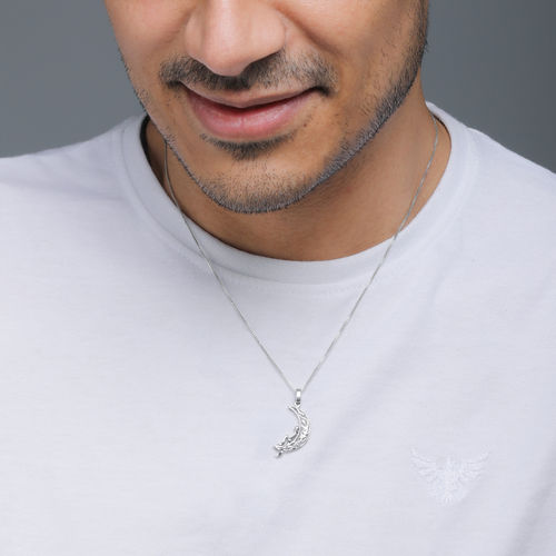 GIVA Avni By Giva Oxidised Silver Unwind Moon Pendant For Mens