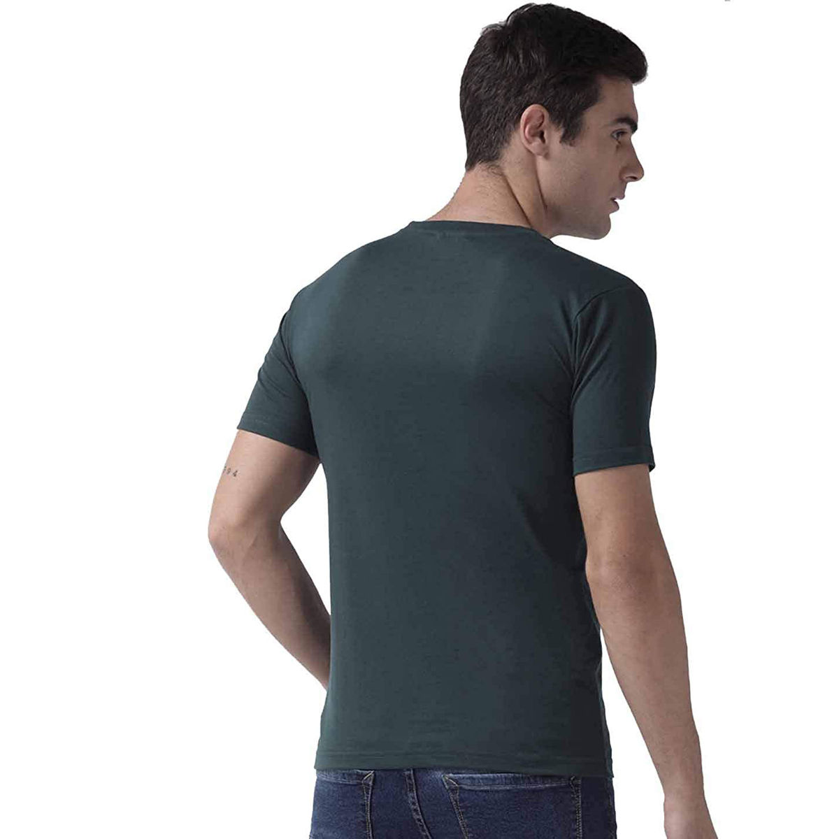 CHKOKKO Green Round Neck T-Shirt (3XL)