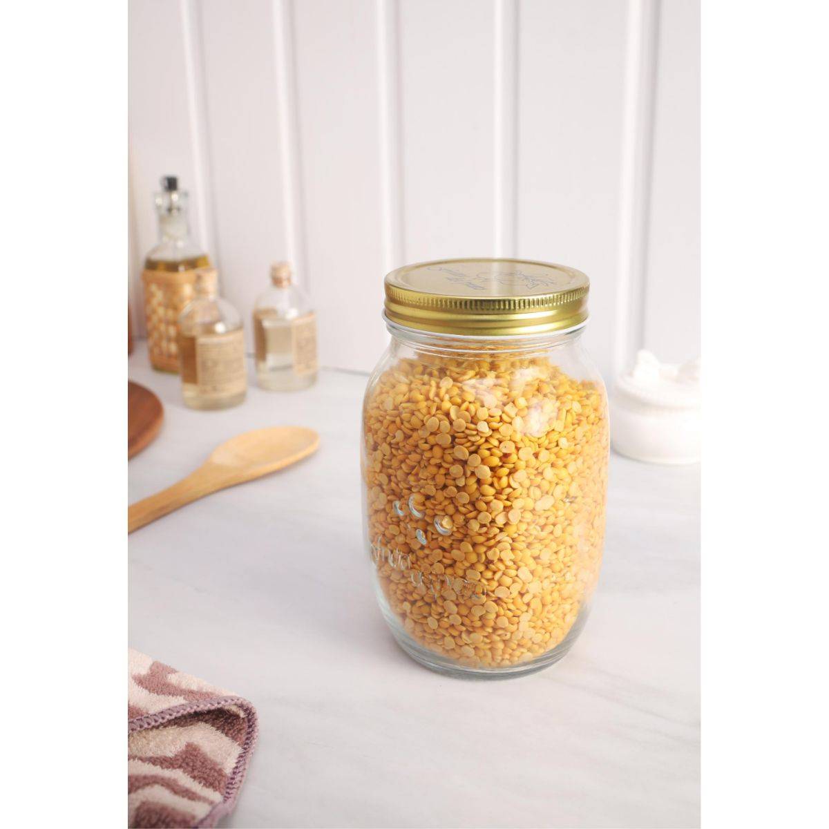 NATURALLY YOURS Glasswares Storage Jar with Tin Lid 1000 Ml - Clear