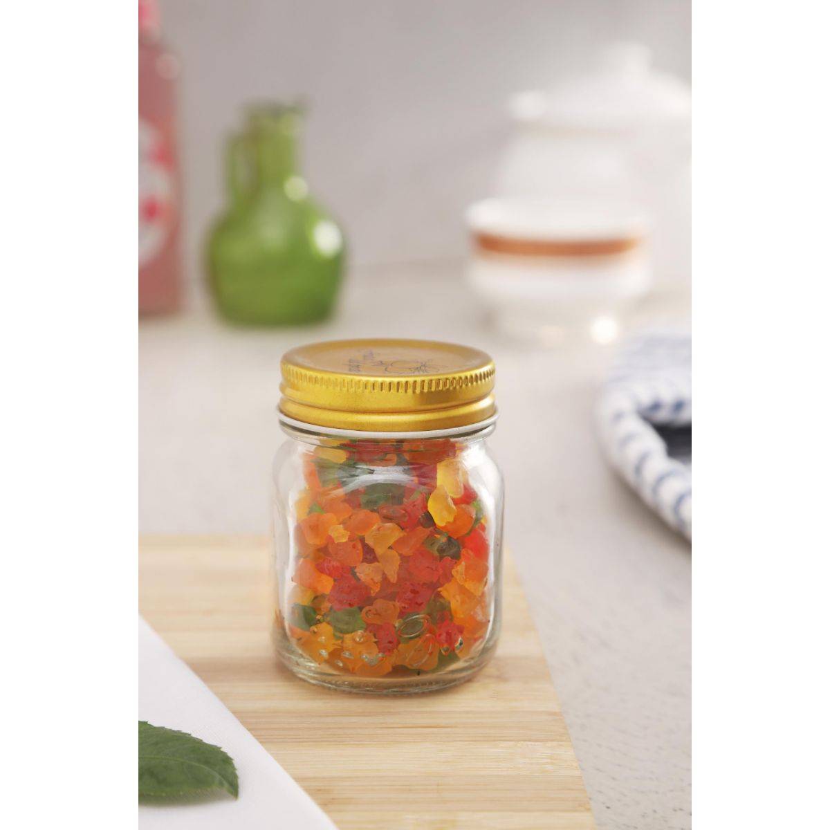 NATURALLY YOURS Glasswares Storage Jar with Tin Lid 150 Ml - Clear