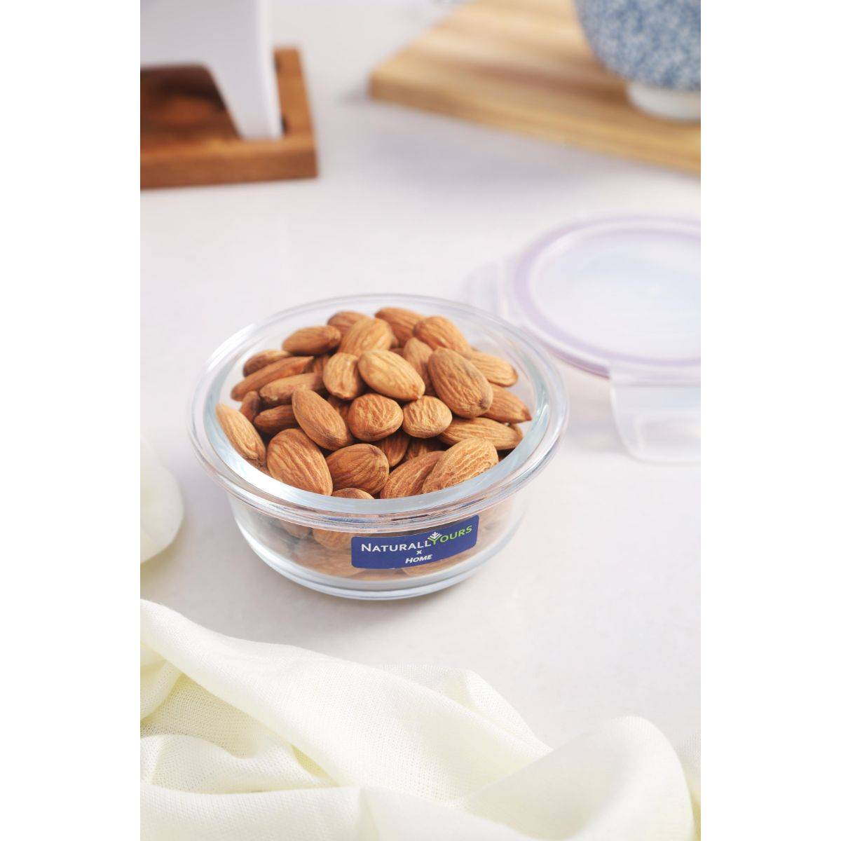 NATURALLY YOURS Glasswares 210 Ml Round Container with Flat Canister - Clear