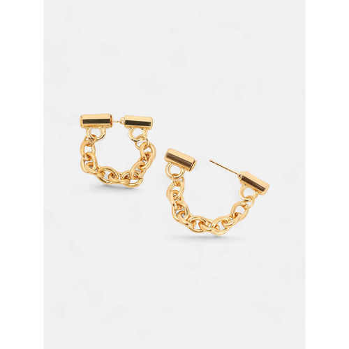 SOHI Womens The Chain Bar Hoop Earrings Old Gold