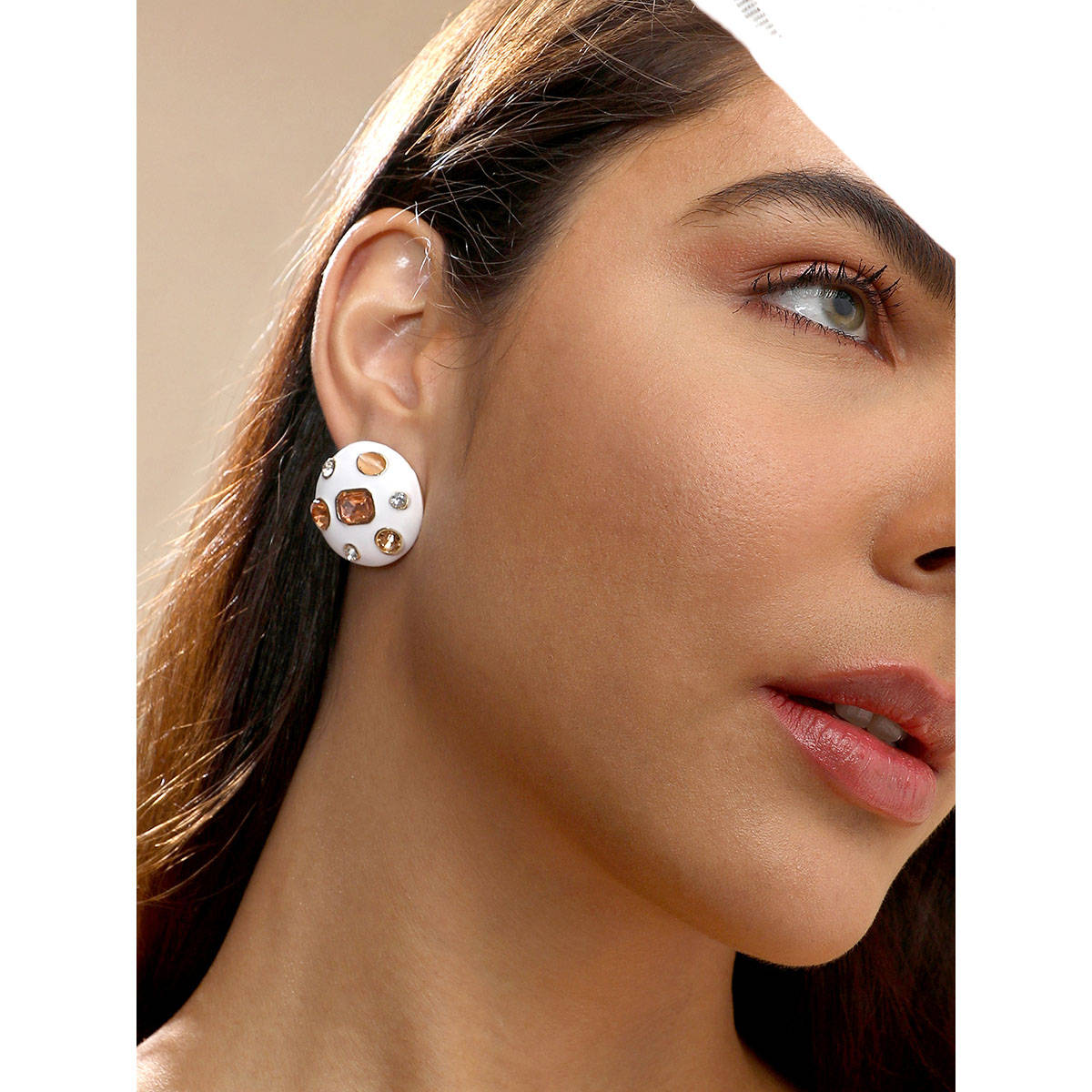 SOHI Womens The Duchess Stud Earrings - Nude Pink