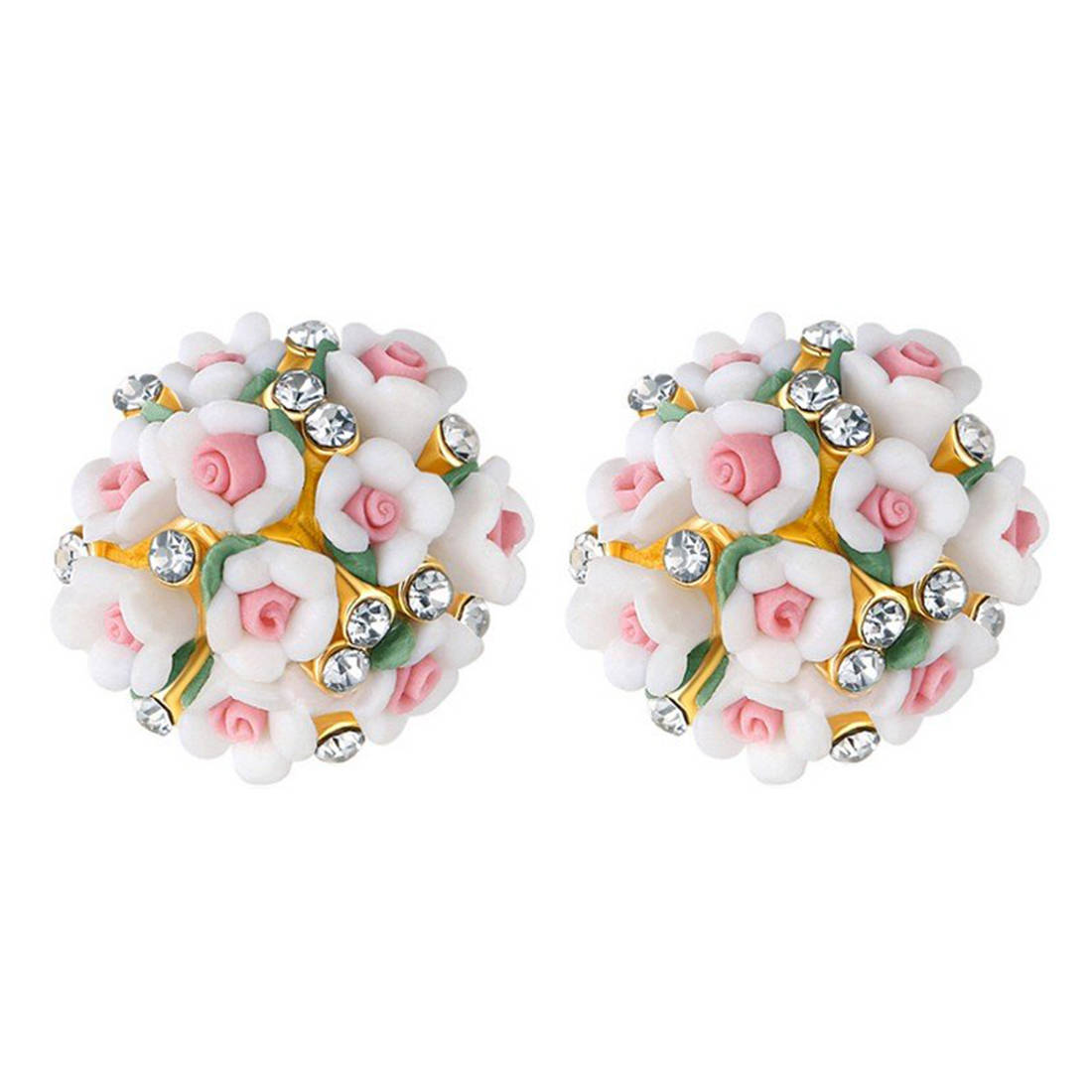 Peora White Floral Stud Earrings for Women Girls (PX9E28W)