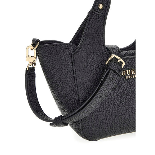 Guess Black Textured Calista In Mini Handbag and Pouch with Detachable  Strap (Set of 2)