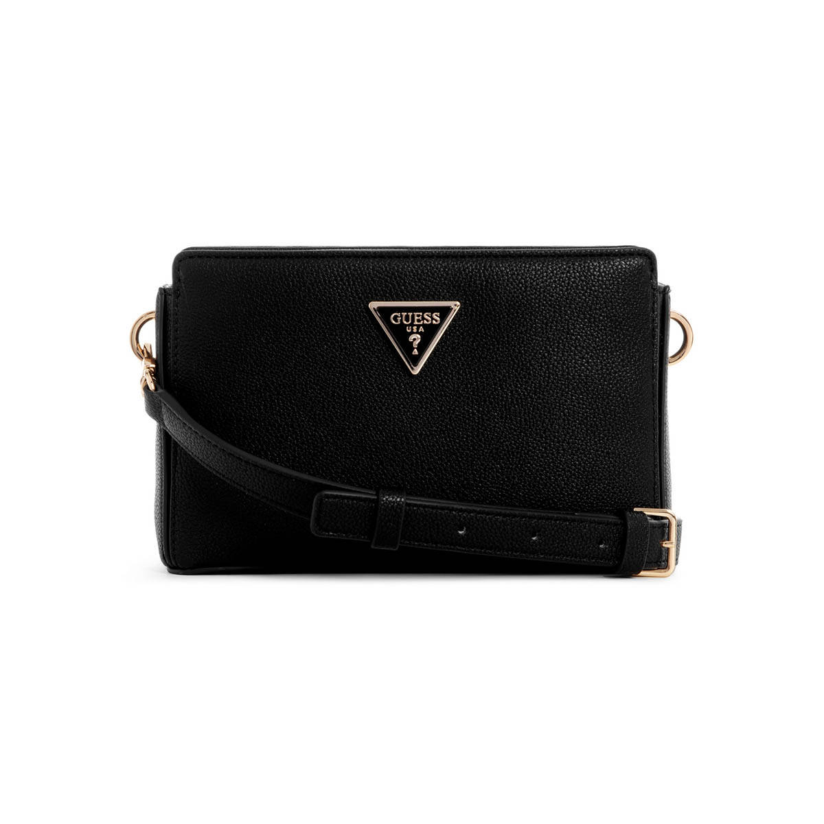 Guess Black Solid Meridian Top Zip Crossbody Bag