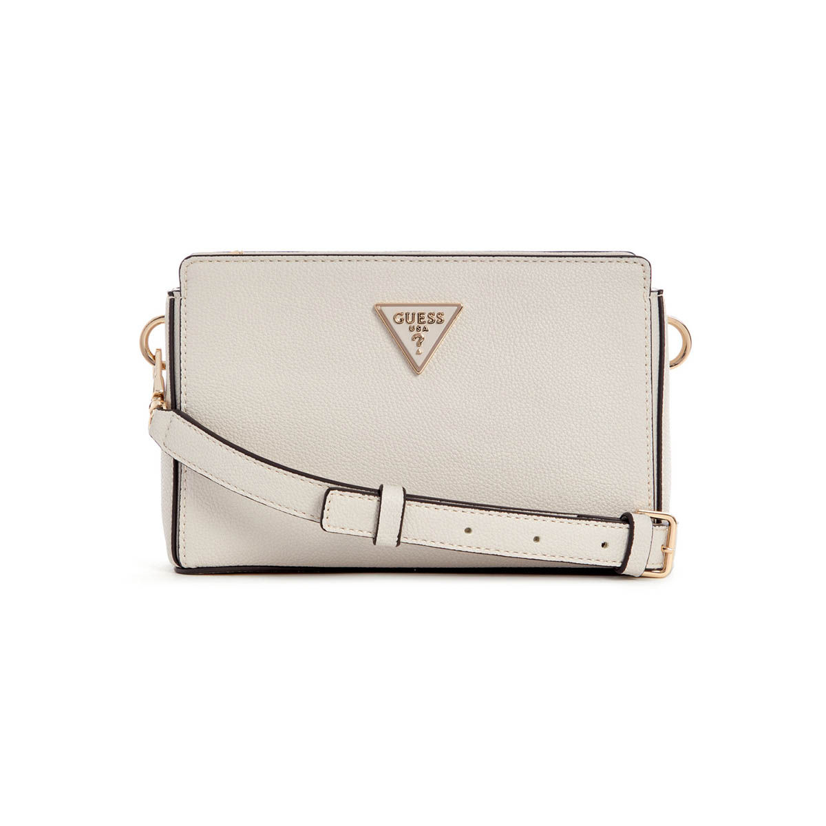 Buy Guess Off White Solid Meridian Top Zip Crossbody Bag Online