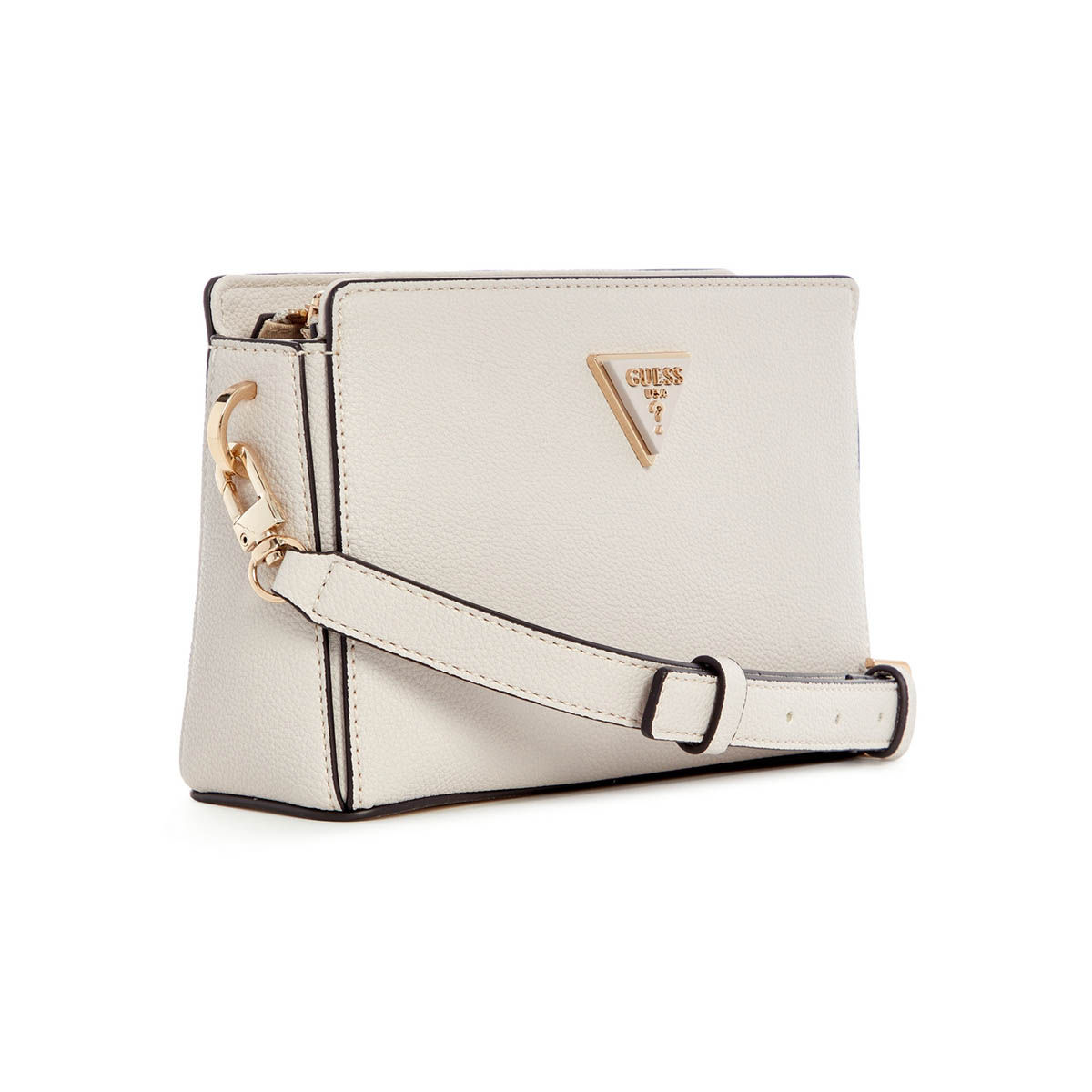 Buy Guess Off White Solid Meridian Top Zip Crossbody Bag Online