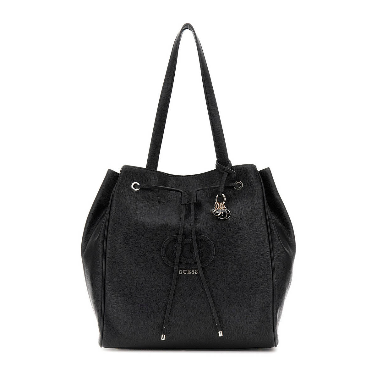 Guess Black Solid Calebra Drawstring Shoulder Bag