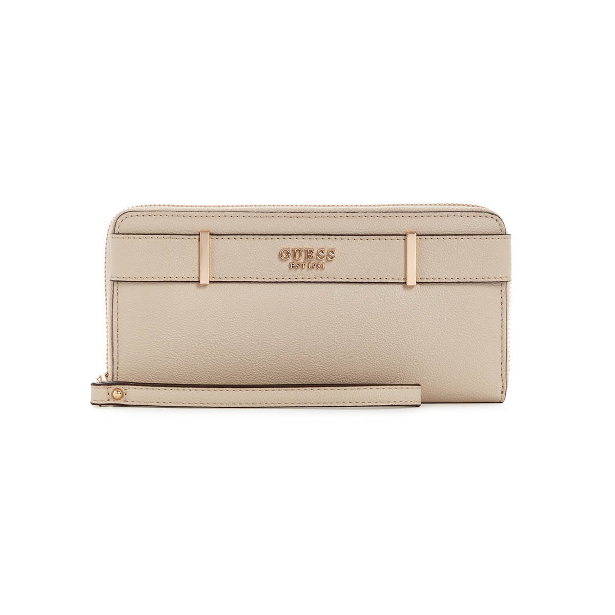 Guess Beige Solid Anadela Zip Around Wallet (L)