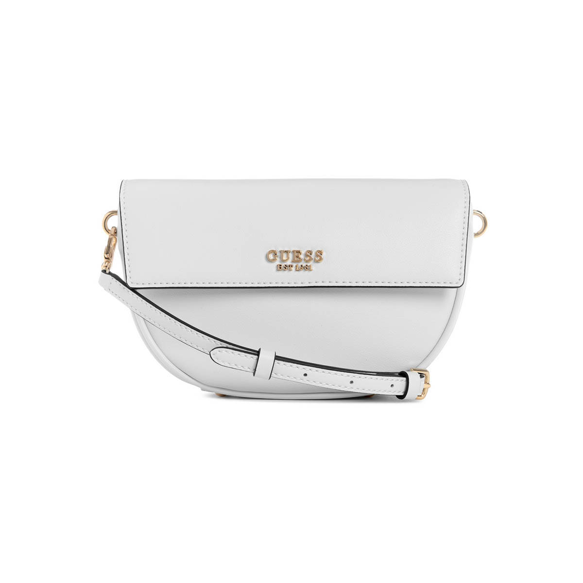 Guess White Solid Cerelia Flap Shoulder Bag