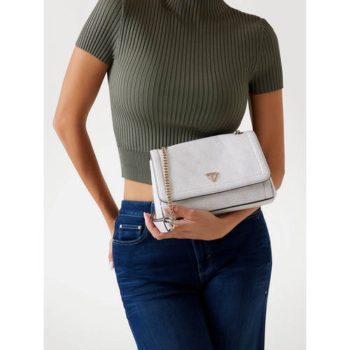 Sac Guess Noelle II Convertible - Bandoulière Flap Blanc Logo - Neuf Avec étiquettes