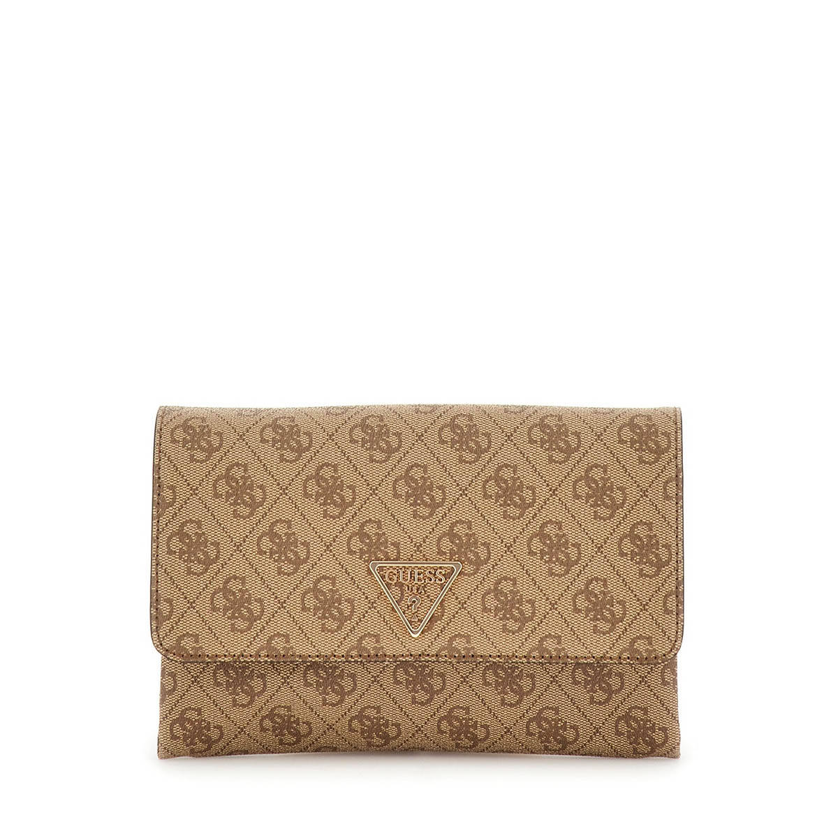 Guess Brown Printed Noelle Flap Organizer Crossbody Bag