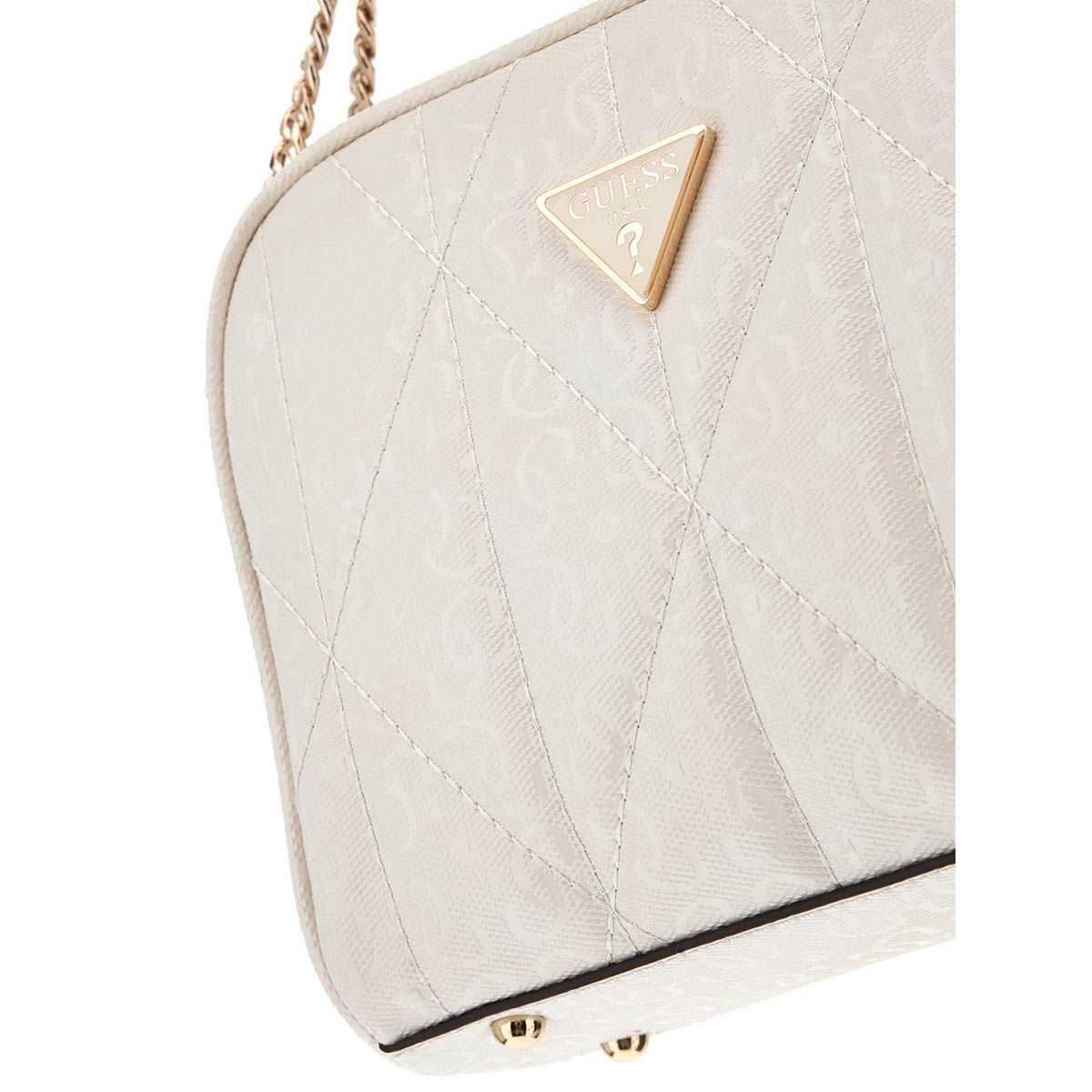 Buy Guess Off White Solid Aldina Camera Crossbody Bag Online