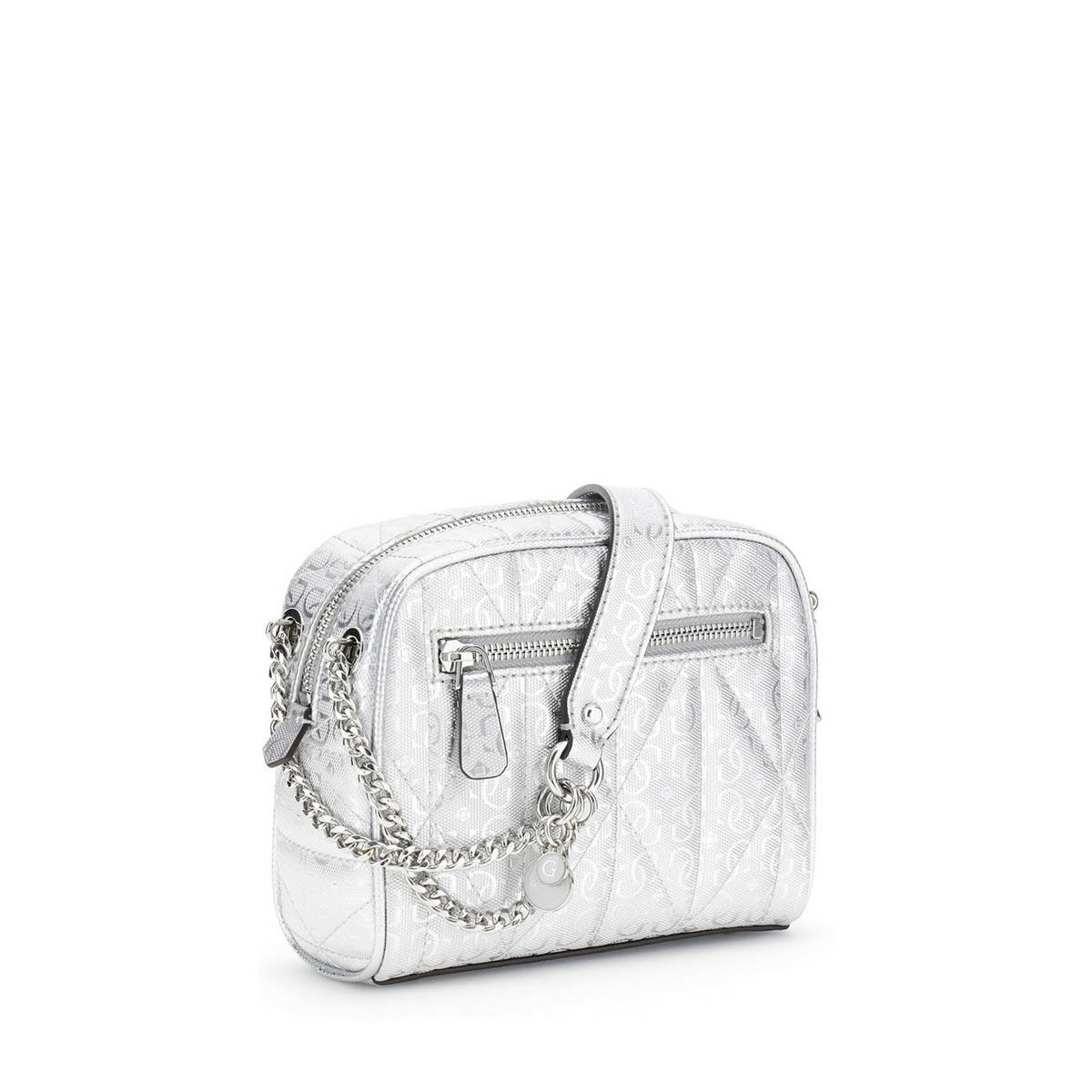 Buy Guess Silver Solid Aldina Camera Crossbody Bag Online