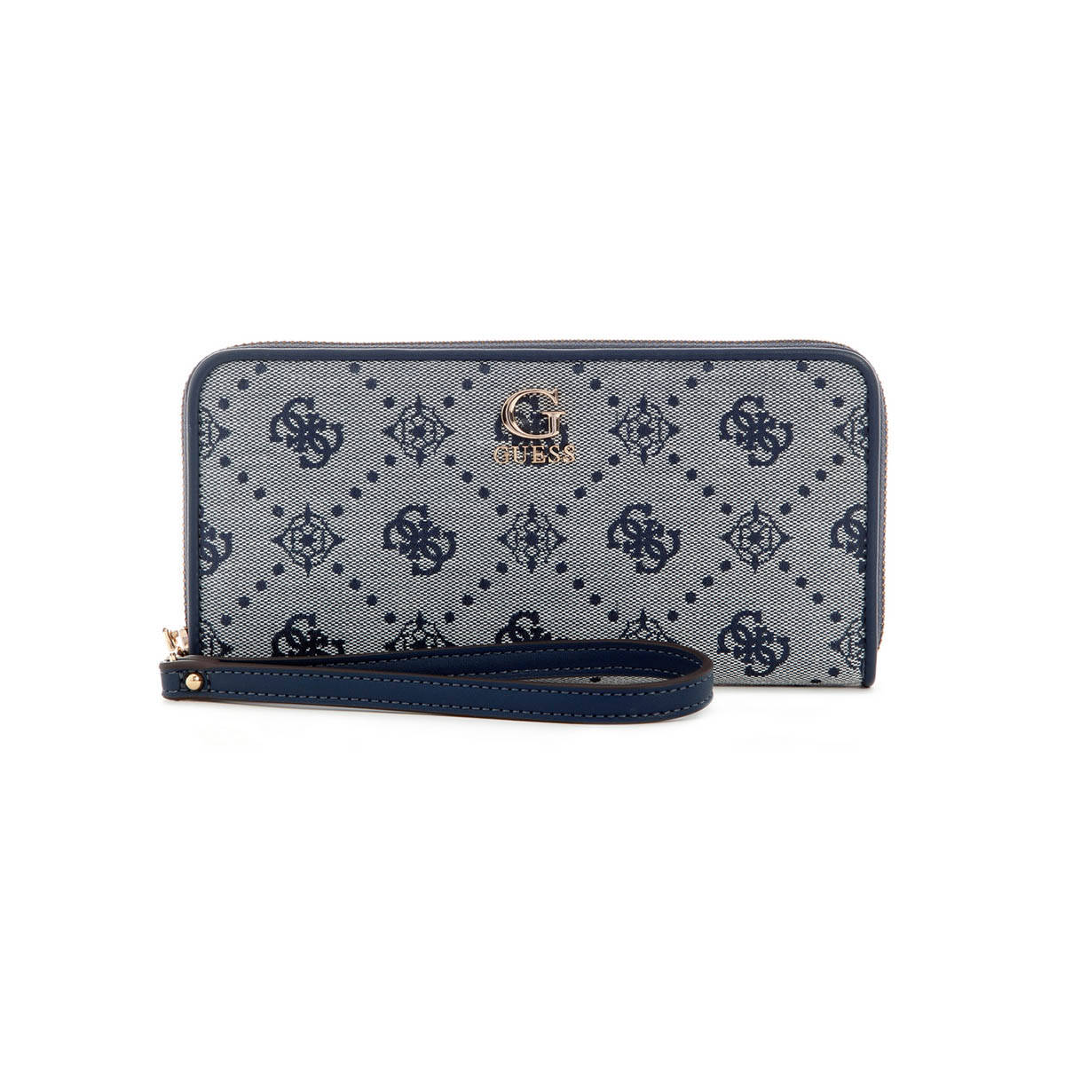 Guess Navy Logo Printed Neda Zip Around Wallet (L)