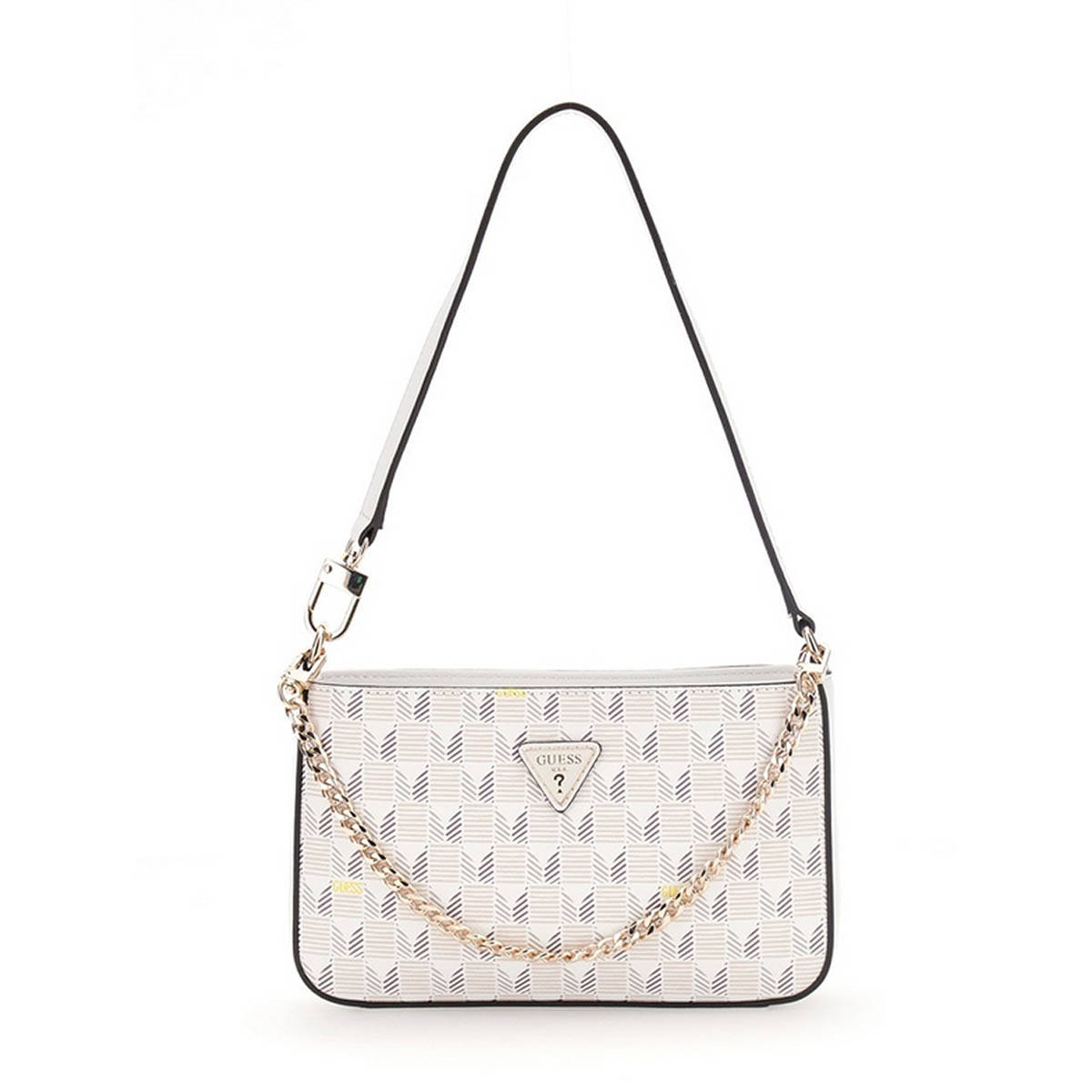 Guess Stone Logo Printed Wave Mini Top Zip Shoulder Bag