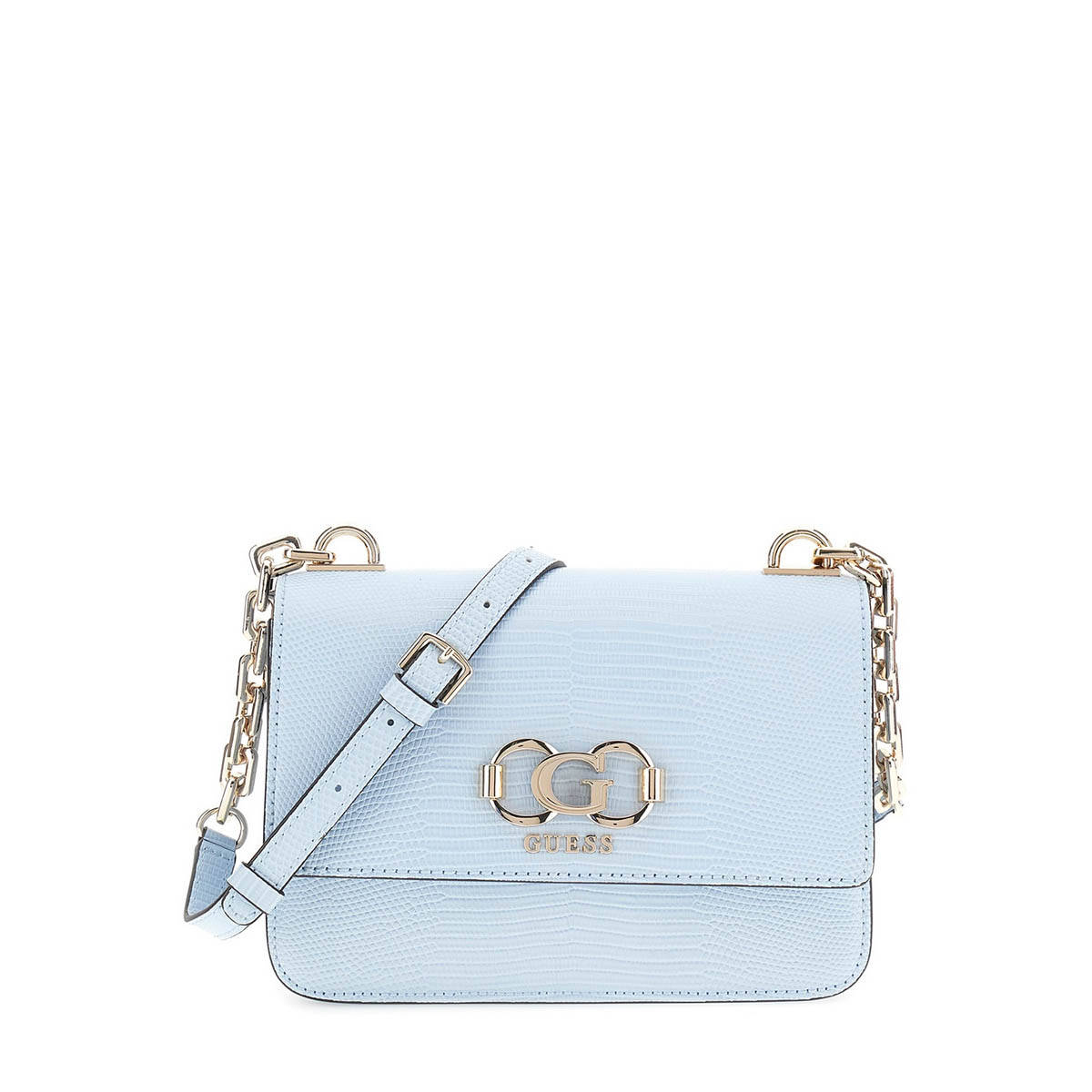 Guess Misty Blue Textured Salinge Crossbody Bag