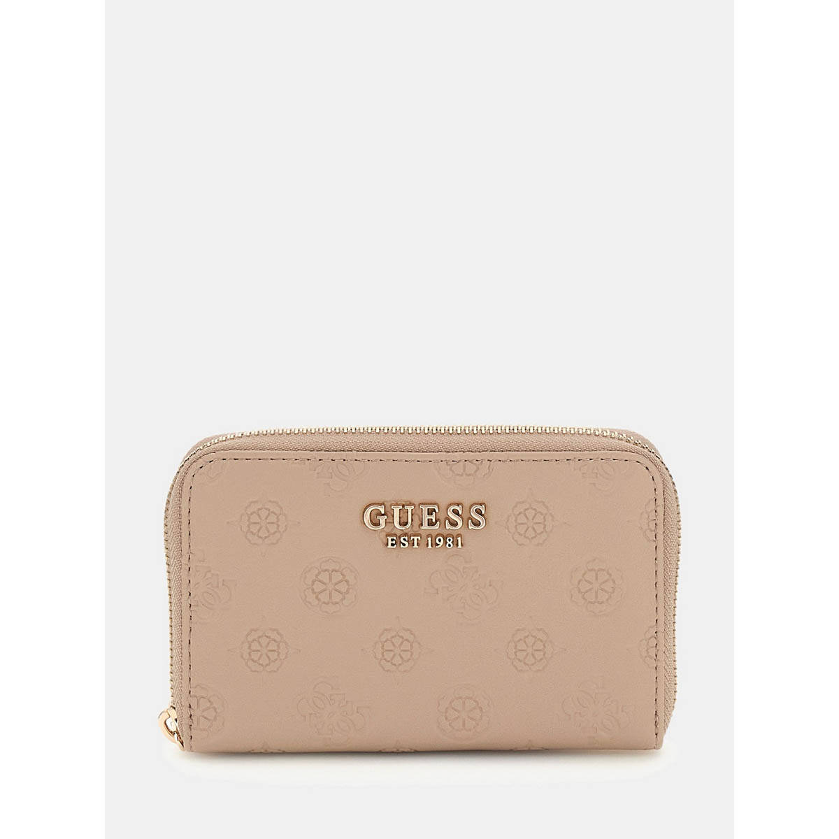 Guess Simply Beige Logo Textured Phoebe Zip Around Wallet (M)