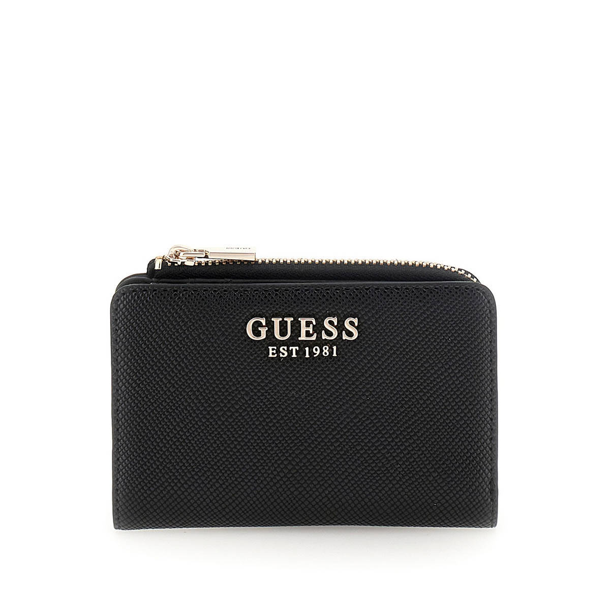 Guess Black Logo Textured Phoebe Zip Around Card Case Wallet