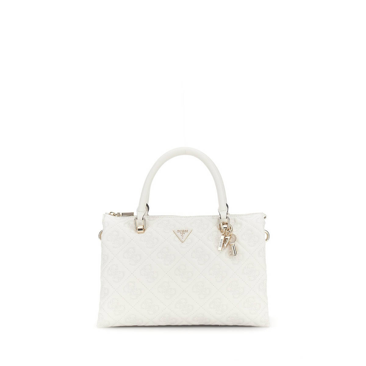 Guess Off White Solid Adelasia Multi Comp Handbag with Detachable Strap