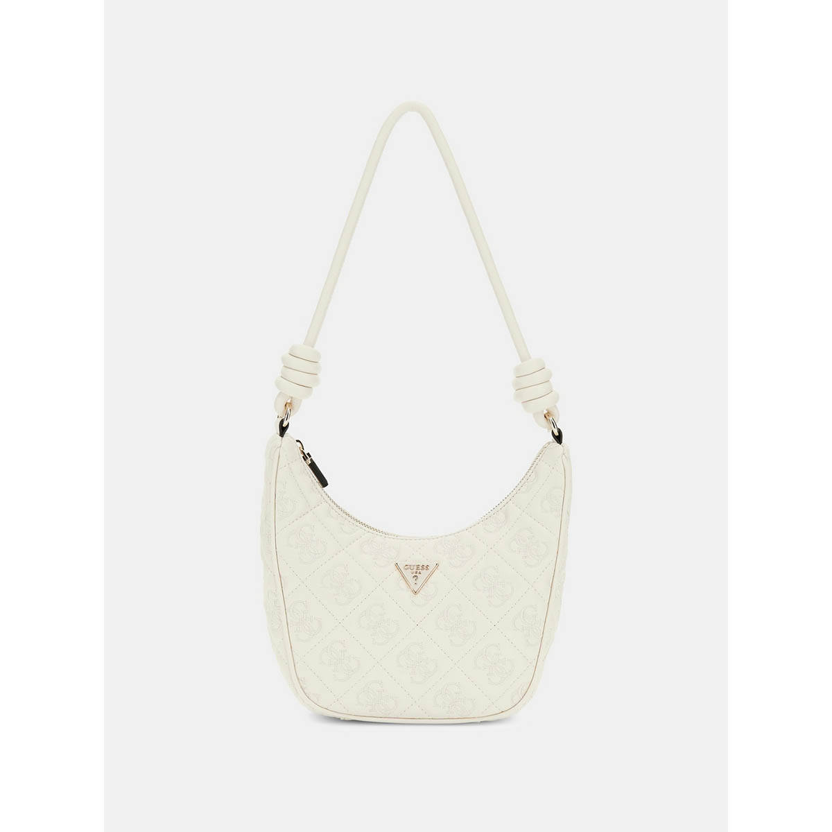 Guess Off White Textured Adelasia Top Zip Shoulder Bag