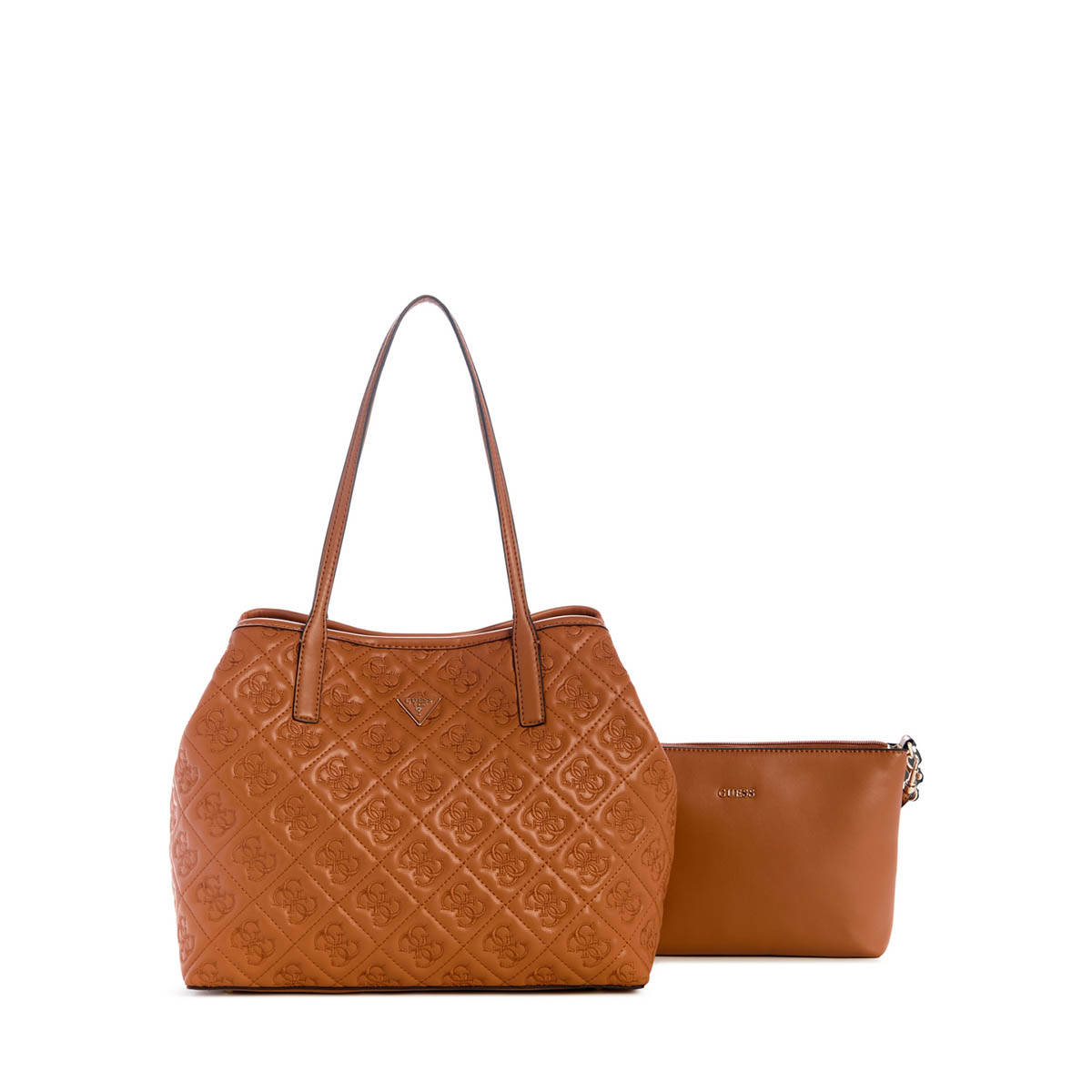 Guess Caramel Solid Adelasia 2 In 1 Tote Bag with Pouch (Set of 2)