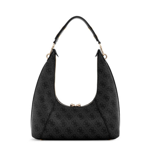 Guess Coal Logo Printed Calista Top Zip Shoulder Bag