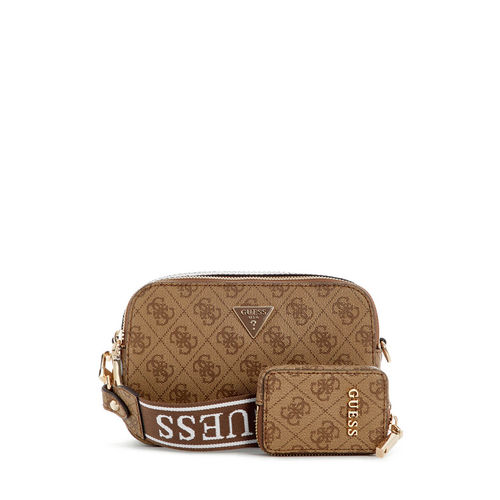 Guess Latte Logo Printed Latona Camera Crossbody Bag with Pouch (Set orf 2)
