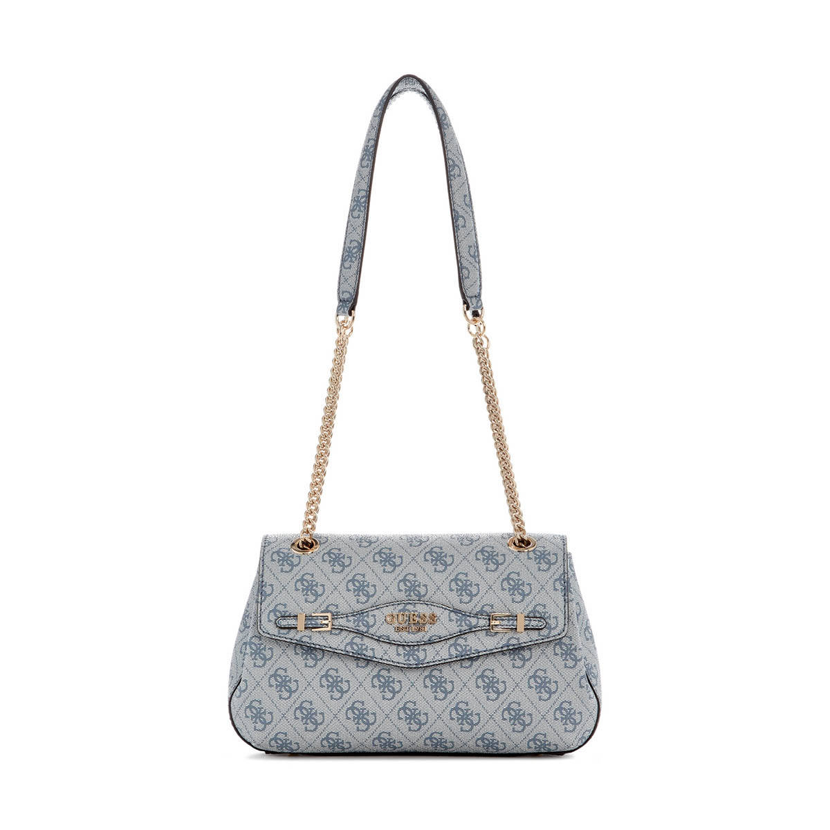 Guess Slate Logo Printed Katya Convertible Flap Crossbody Bag
