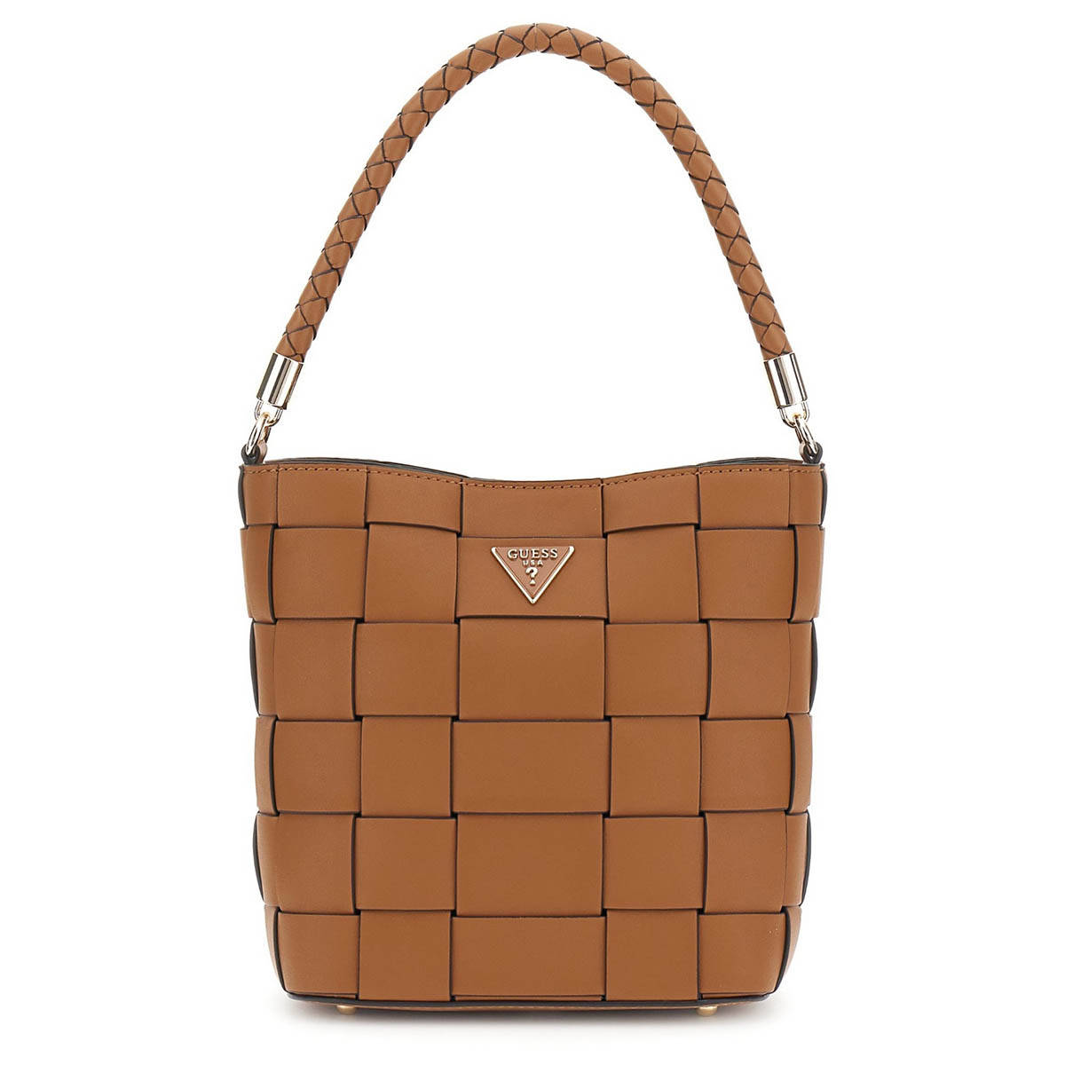 Guess Caramel Solid Maylee Bucket Bag with Detachable Strap