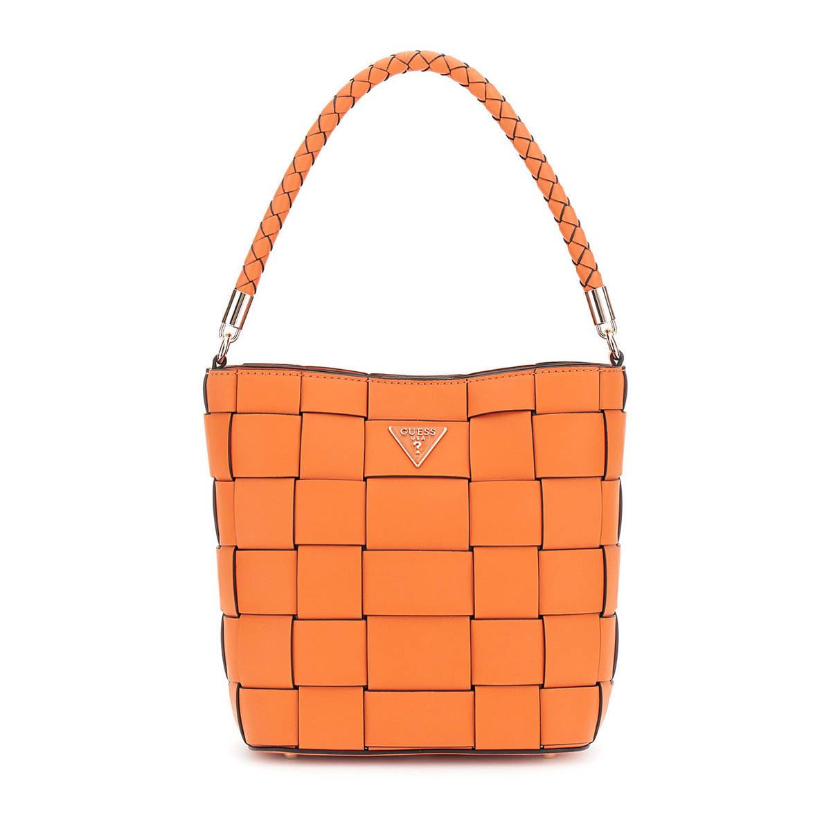 Guess Orange Solid Maylee Bucket Bag with Detachable Strap