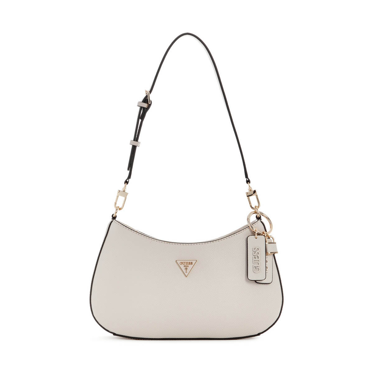 Guess Bone Textured Noelle Top Zip Shoulder Bag