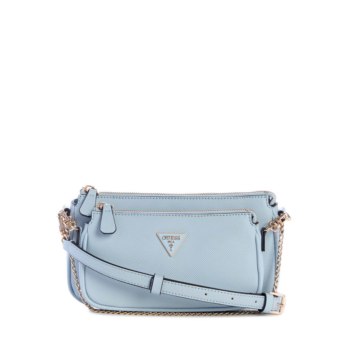 Guess Misty Blue Textured Noelle Pouch Crossbody Bag