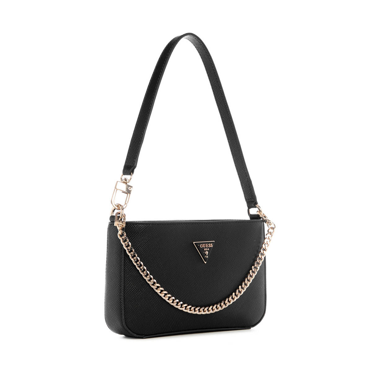 GUESS U.S.A ブラック ミニ クラックル バッグ クラック加工レザー ゲス GUESS ハンド・トートバッグ CERELIA Shoulder Satchel BG964508